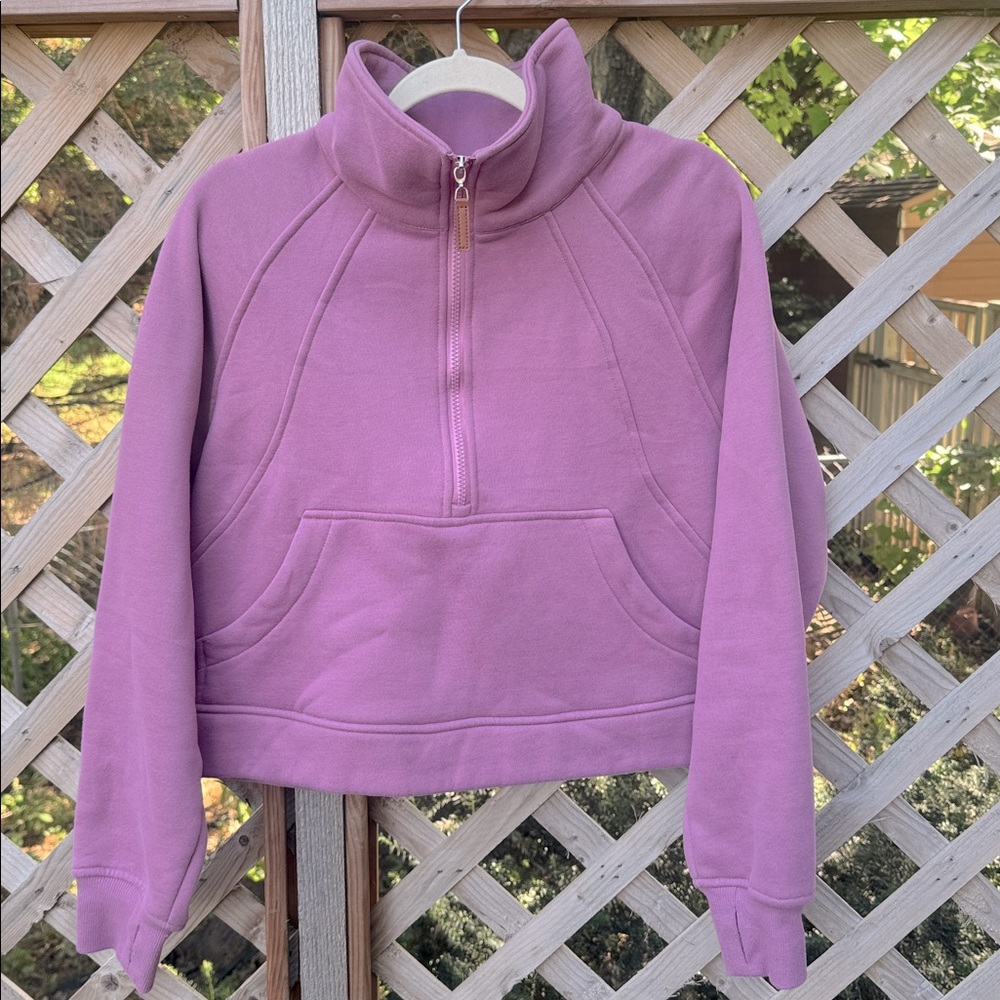 Cropped Pullover Fleece Lined Sweatshirt Quarter Zip Women's Pullover Size Large